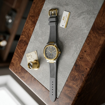 Matturi Fashion Luxury Sports Wristwatch Gold Plated Case Silicone Rubber Strap