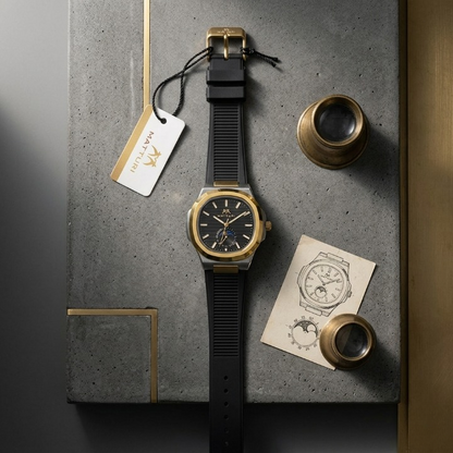 Matturi Fashion Luxury Sports Wristwatch Gold Plated Case Silicone Rubber Strap