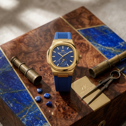 Matturi Fashion Luxury Sports Wristwatch Gold Plated Case Silicone Rubber Strap